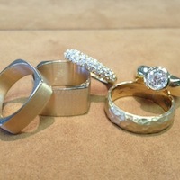 wedding rings on display